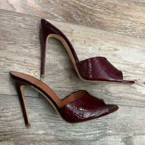 Paris Texas Burgundy Croc-Embossed High Heel Slide Mules